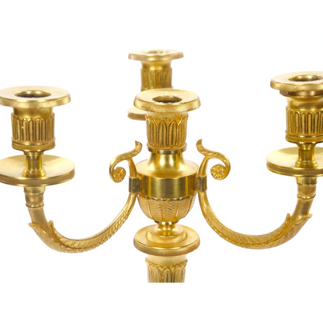 Metal Pair 19th Century Italian Gilt Bronze Four-Light Candelabra Engraved Details For Sale - Image 7 of 11