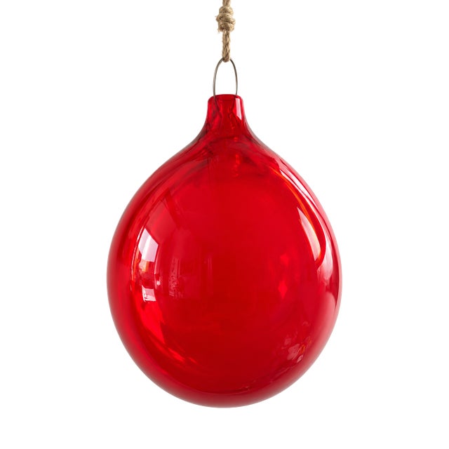 Large Vintage Red Blown Murano Glass Hanging Sphere by Nason Moretti, 2011 For Sale