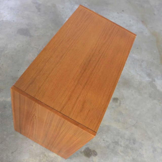 KODI----Vintage Scandinavian Modern Gentlemen's Chest Teak 3 Drawer Marked Made in Denmark For Sale - Image 6 of 11