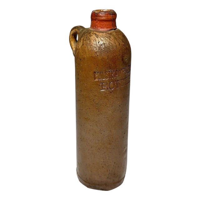 Antique Hulstkamp Rotterdam Gin Jug: 19th C. Salt Glazed Stoneware Bottle For Sale