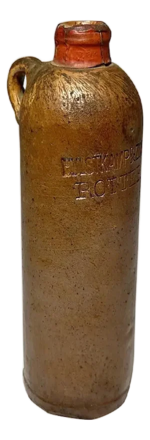 Antique Hulstkamp Rotterdam Gin Jug: 19th C. Salt Glazed Stoneware Bottle