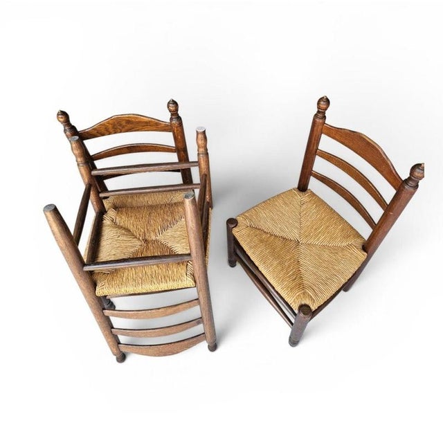 Vintage Provicial Ladderback Children's Chairs with Rush Seat, 1930s, Set of 3 For Sale - Image 14 of 18