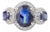 2.6 Carat Deep Blue Sapphire Three Stone Diamond Ring Size 5.5 in 14k Gold For Sale