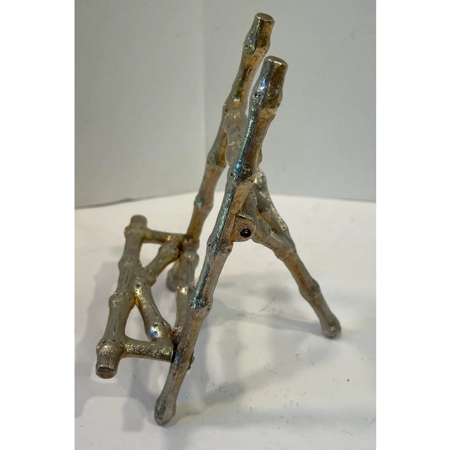 Nice vintage petite faux bamboo gold metal easel.
