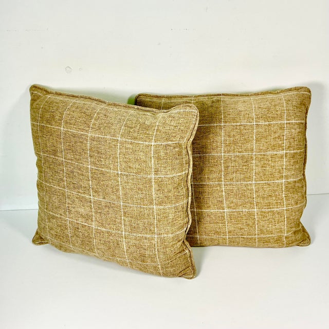 Early 21st C Americana Contemporary Tweed Window Pane Decorative Pillows - Set of 2 For Sale - Image 6 of 11
