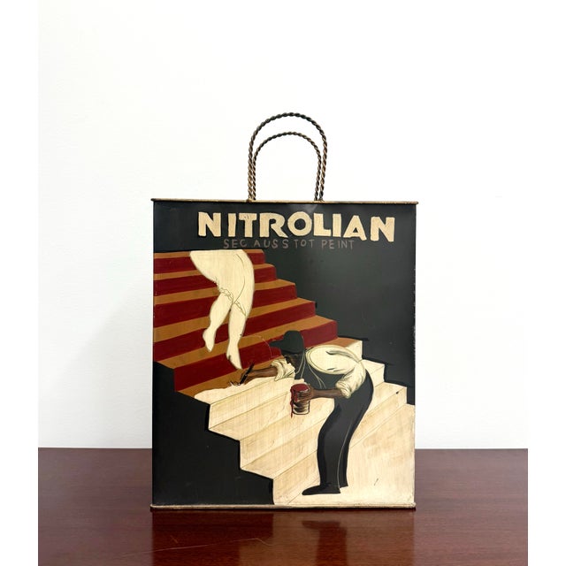 Vintage Hand-Painted Leonetto Cappiello “Nitrolian” Advertising Magazine Holder - Double Sided For Sale - Image 4 of 6