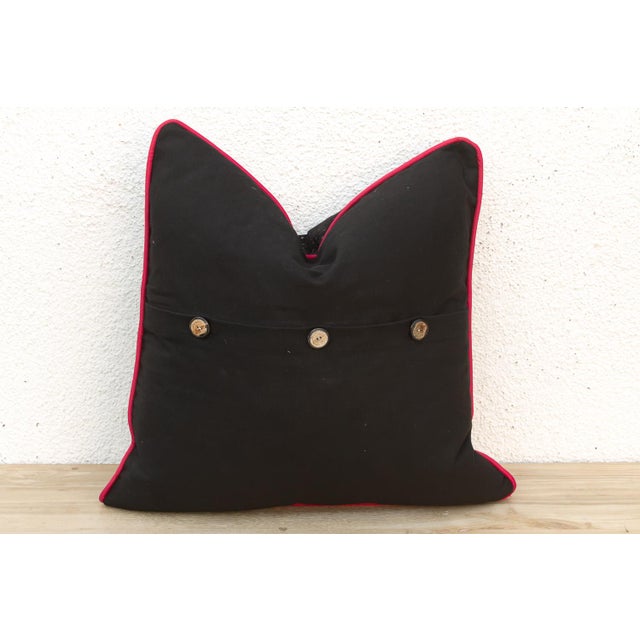 1960s Neer Black Dotted Ahir Handloom Pillow For Sale - Image 5 of 6