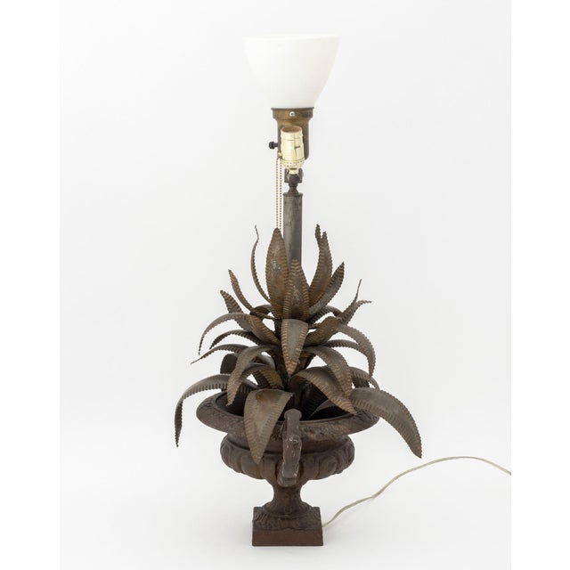 Modern Maison Jansen Style Cast Palm Leaf Motif Lamp For Sale - Image 3 of 8