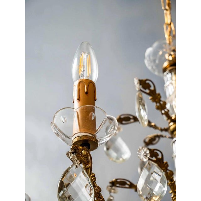 Brass Chandelier with Crystal Trimmings For Sale - Image 14 of 18
