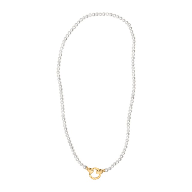 2020s 18K Yellow Gold Vermeil Pearl Strand Infinity Necklace For Sale - Image 5 of 5