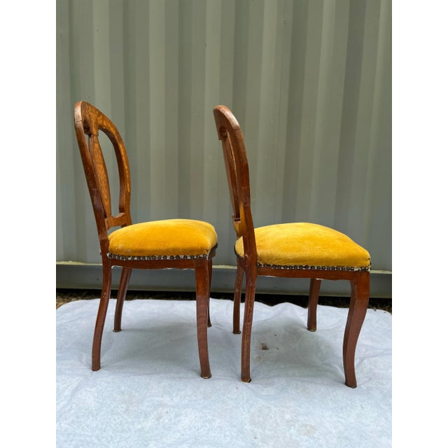 Rustic European Antique Marquetry Side Chairs a Pair For Sale - Image 3 of 11