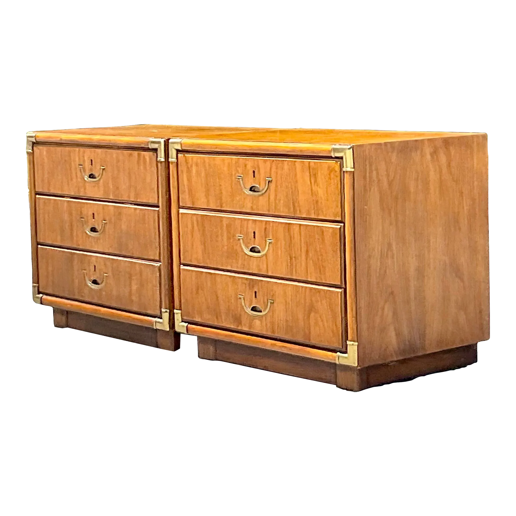 1980s Vintage Boho Drexel Campaign Nightstands - a Pair | Chairish