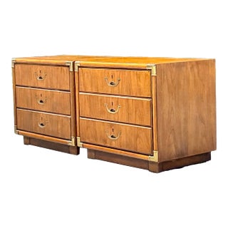 1980s Vintage Boho Drexel Campaign Nightstands - a Pair For Sale