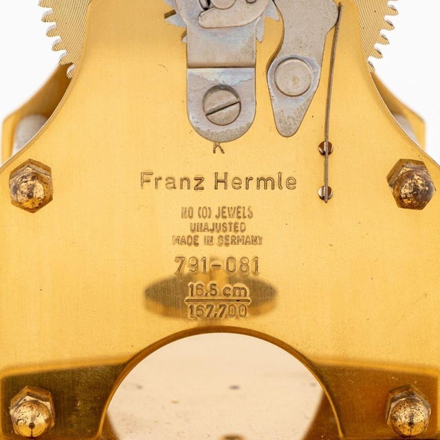 Metal Franz Hermle Leyton Brass Skeleton Clock For Sale - Image 7 of 9