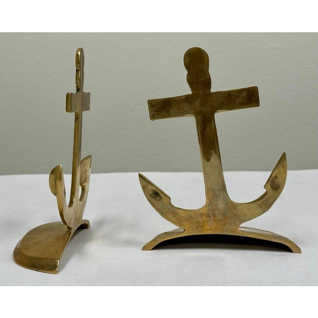 Mid 20th Century Vintage Brass Anchor Bookends, a Pair For Sale - Image 5 of 5