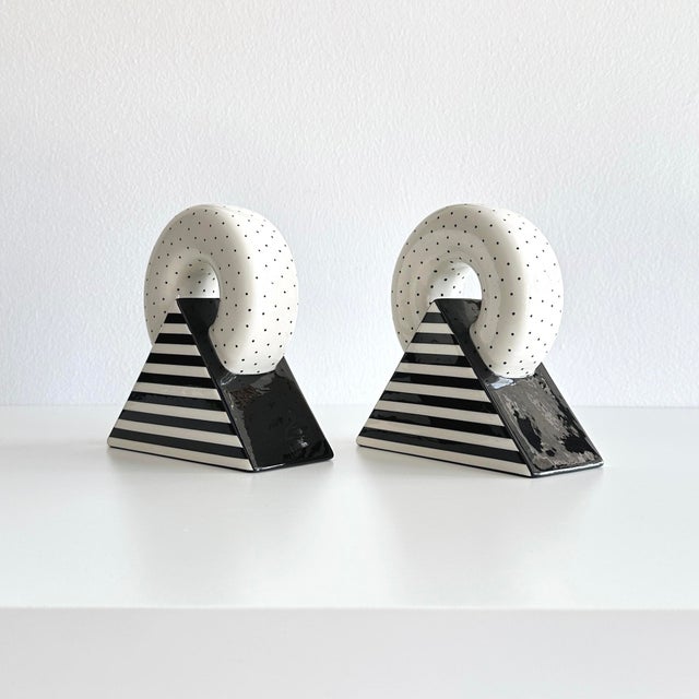 Black Postmodern Duvall Ceramic Taper Candlestick Holders For Sale - Image 8 of 12