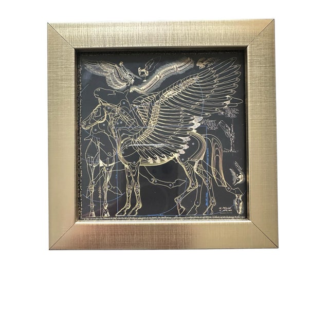 Art Deco 1990”s Vintage Framed Authentic Original Hermes Art Advertisement Lithograph Horse Pegasus For Sale - Image 3 of 5