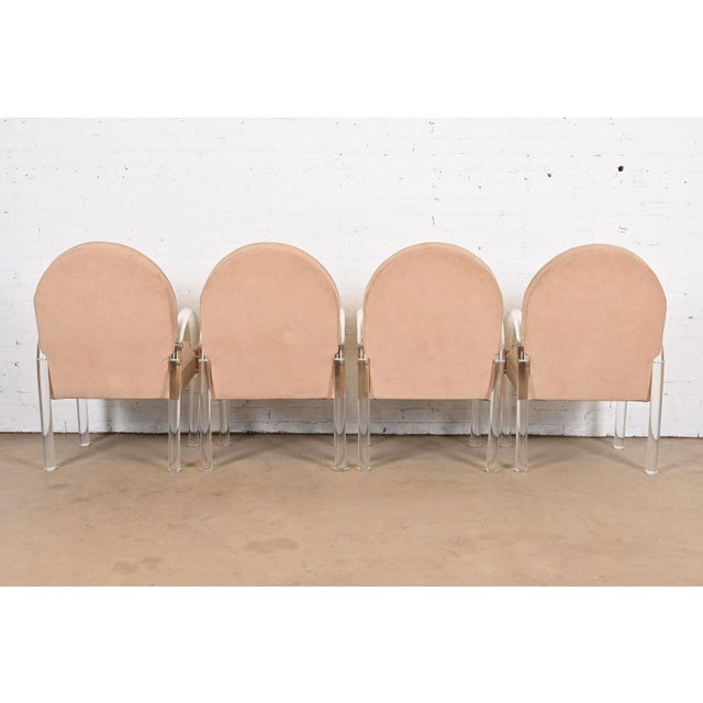 Animal Skin Leon Rosen for Pace Collection Modern Art Deco Lucite Waterfall Armchairs, Set of Four For Sale - Image 7 of 12