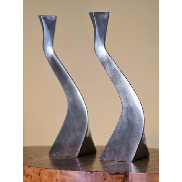 Vintage Modernist Chrome Candleholder, 1980s, Set of 2 For Sale - Image 9 of 9