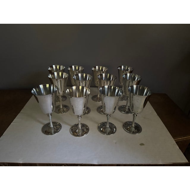 Vintage e.l. De Uberti Dul1 Silverplate Goblets Made in Italy Set of 12 For Sale In Birmingham - Image 6 of 15