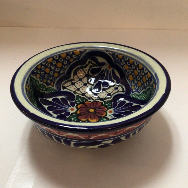 Vintage Hand Painted Mexican Majolica Talavera Salsa or Dip Bowls- a Pair For Sale - Image 10 of 13