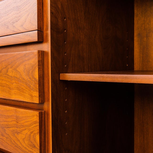 Brown Restored 1950s T. H. Robsjohn-Gibbings for Widdicomb Walnut Credenza For Sale - Image 8 of 15