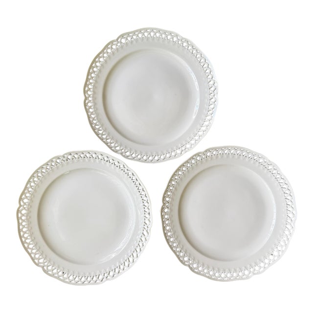 19th C. KPM Pierced White Porcelain Cabinet Plates, Set of 3 For Sale