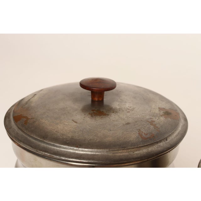 Wood Set of Four Vintage Portuguese Metal and Teak Lidded Graduated Nesting Canisters / Jars by Tagus For Sale - Image 7 of 18