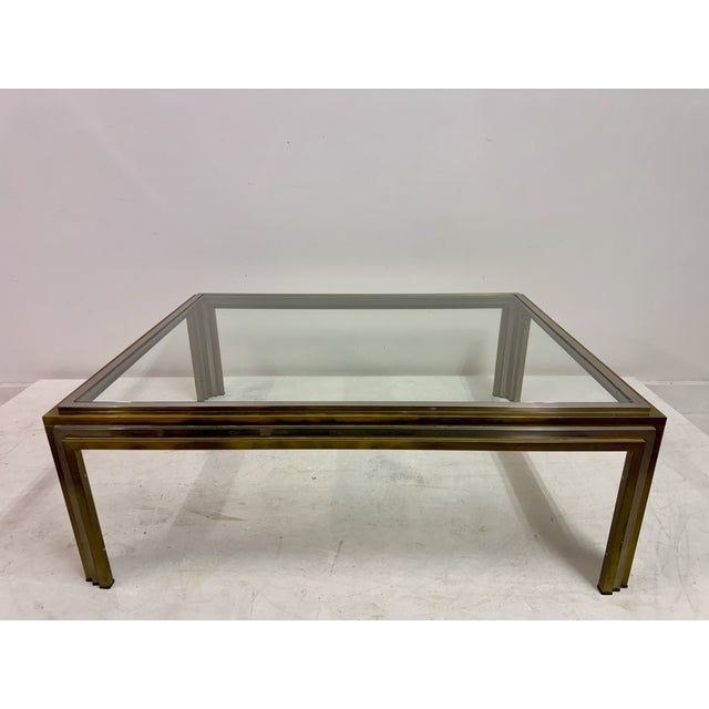 Vintage French Steel and Brass Coffee Table, 1970s For Sale - Image 3 of 13