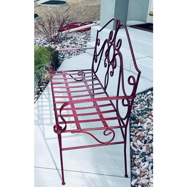 1980s Vintage Iron Garden Bench For Sale - Image 5 of 10