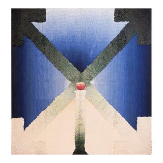Mid Century Modern Blue and Cream English Art Moderne Tapestry by Stefan Knapp For Sale