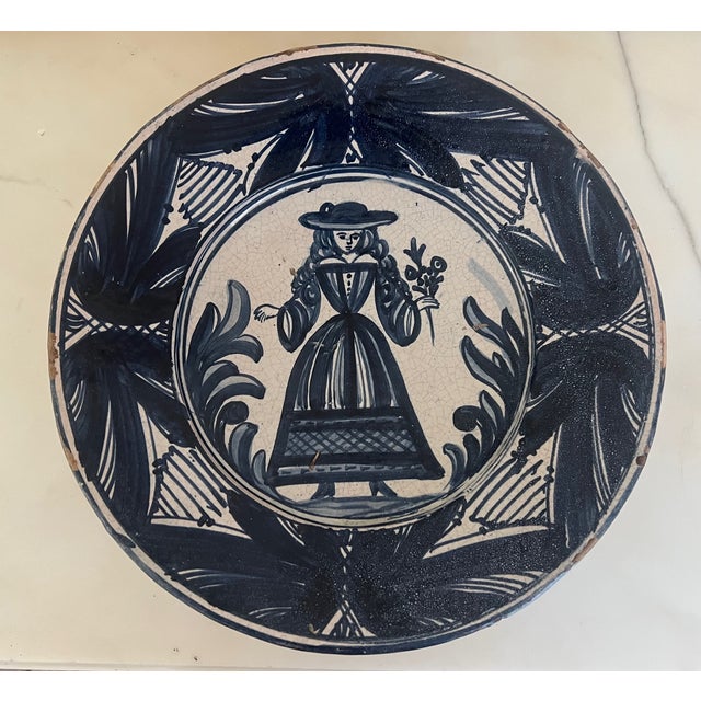 Ceramic Large Spanish Faience Plate, C 1900 For Sale - Image 7 of 11