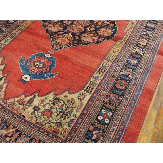 Late 19th Century Persian Bijar Carpet ( 7'10" x 12' - 238 x 365 ) Antique Bijar Persian Coral 1880s Rug, Country of...