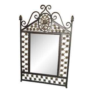 Vintage Italian Rose Floral Wall Decor Wrought Iron Frame for Mirror/Art For Sale