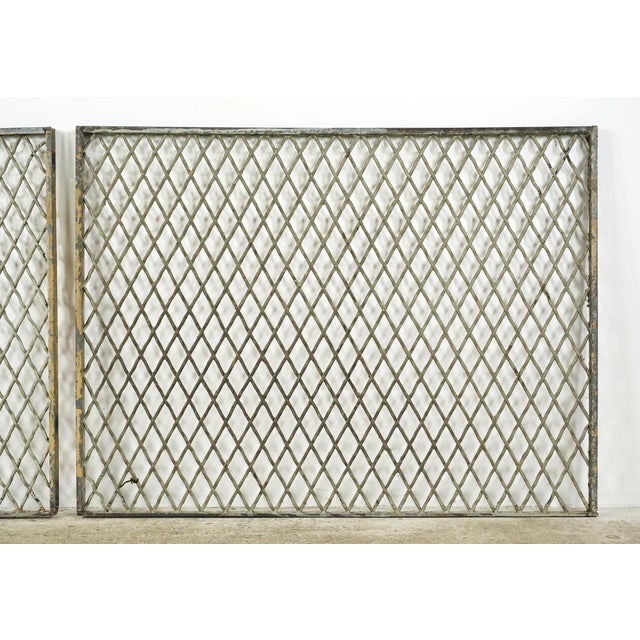 Mid 20th Century Pair of Reclaimed Industrial Steel Mesh Security Panels 41.5 X 31 In. For Sale - Image 5 of 10