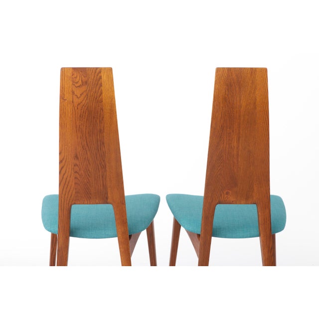 Wood Vintage German Dining Chairs in Oak and Turquoise Upholstery by Ernst Martin Dettinger for Veil, 1960s, Set of 2 For Sale - Image 7 of 12