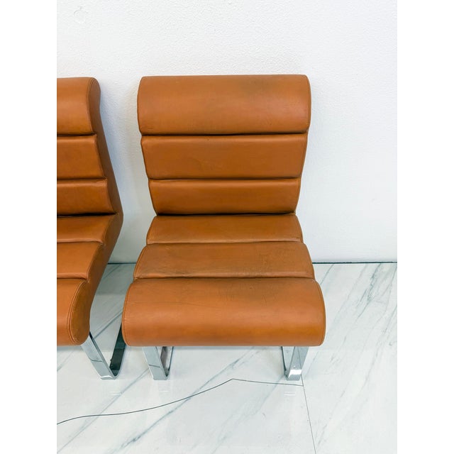 Set of 4 Lugano Chairs in Cognac Leather, I4 Mariani for Pace Collection, 1970's For Sale - Image 10 of 13