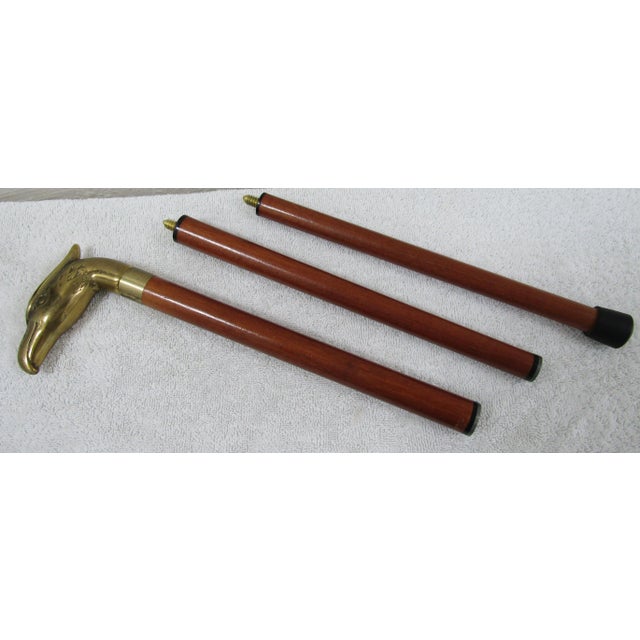 Antique Brass Eagle Handle and Wood Walking Stick Cane With Hidden