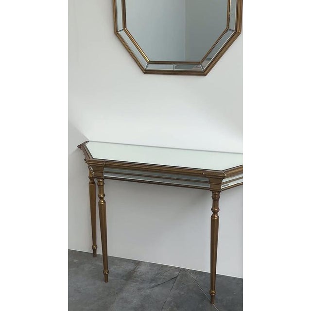 Mirrored Console Table and Matching Octagonal Mirror from Deknudt, Belgium, 1980s, Set of 2 For Sale - Image 11 of 12