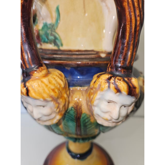 Monumental Size English Majolica Classical Handled Urn Attributed to Minton For Sale In Philadelphia - Image 6 of 8