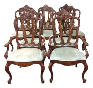 Vintage Dining Chairs, Century Furniture, Set of Ten