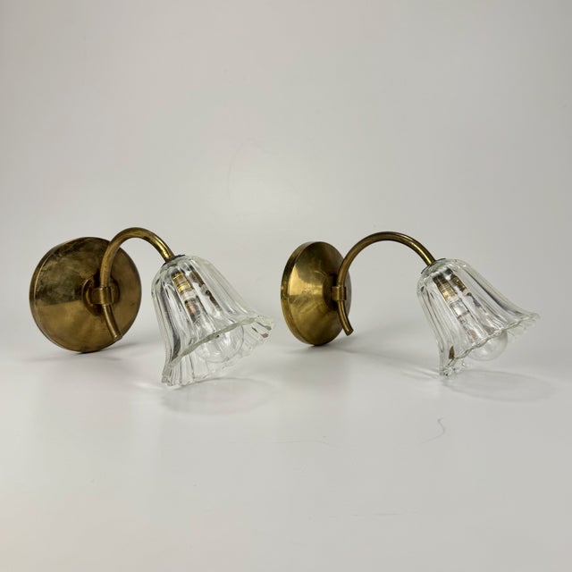 Clear Murano Glass Wall Lamps from Barovier & Toso, 1930s, Set of 2 For Sale - Image 3 of 11
