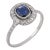 Early 20th Century Art Deco Inspired Sapphire Diamond Cluster Platinum Ring, Size 7.5 For Sale