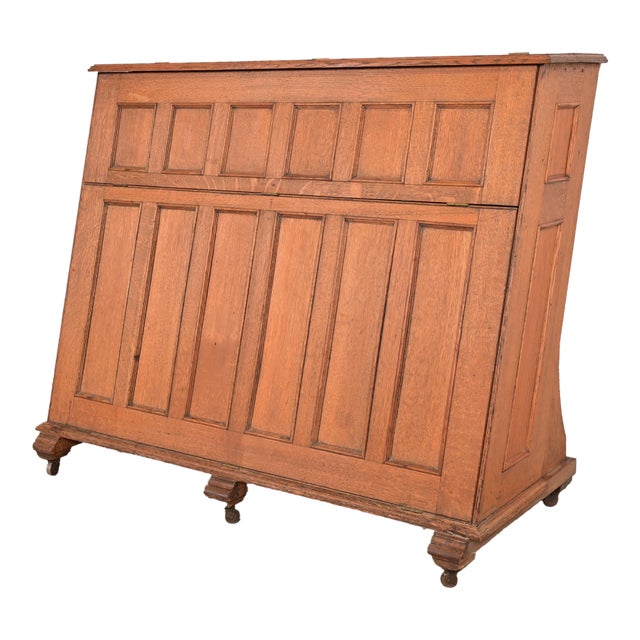 Antique Mission Oak Arts & Crafts Standing Map Case, Circa 1900 For Sale