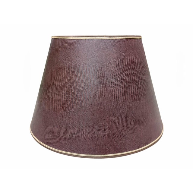 Mid 20th Century Vintage Crocodile Skin Burgundy and Gold Stiffel Lamp Shade For Sale - Image 5 of 14