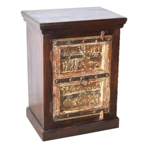 1980s Distressed Antique Door Repurposed Rustic Solid Wood Nightstand ...