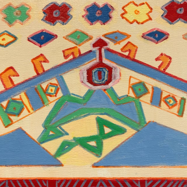 Abstract Interiors Maximalist Patterns Acrylic on Canvas MCM Painting For Sale - Image 10 of 12