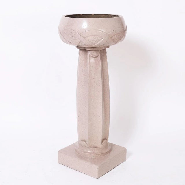 Art Nouveau Archibald Knox Pair of Art Nouveau Glazed Terra Cotta Plant Stands For Sale - Image 3 of 10