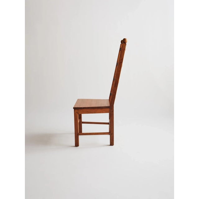 1970s The Vintage Solid Wood Geometric Ladder Back Dining Chairs For Sale - Image 5 of 14