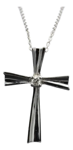 The Santo: 10 Karat White Gold Cross Pendant set with Diamond